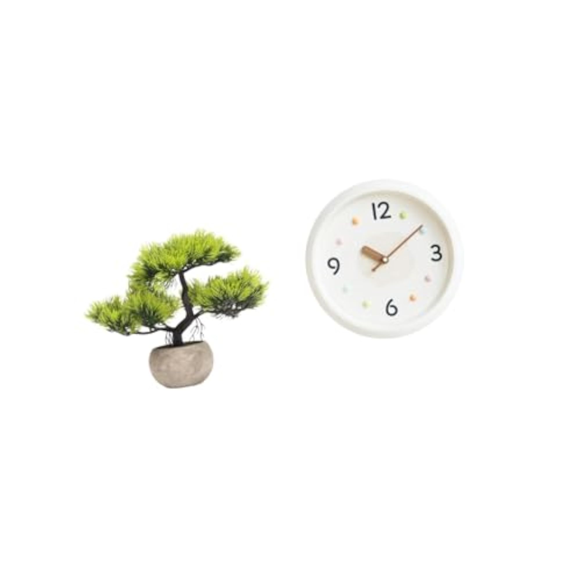 Artificial Bonsai Tree Modern Wall Clock Decorative Centerpiece